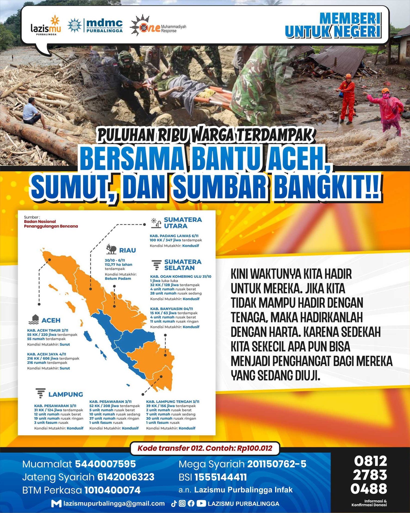 Bersama Bantu Aceh, Sumut, dan Sumbar